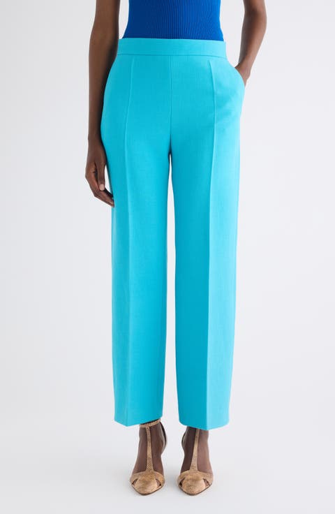 Straight Leg Wool Crepe Trousers