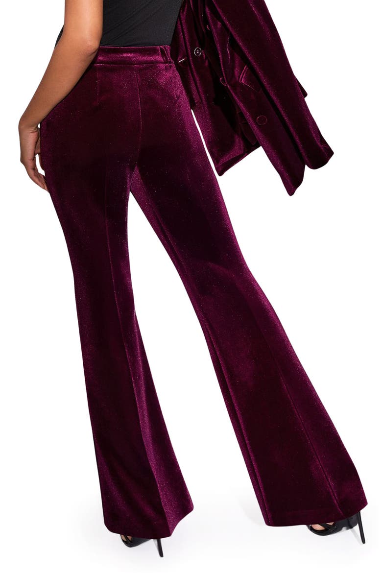 Velvet Flare Pants, Alternate, color, BURGUNDY RED