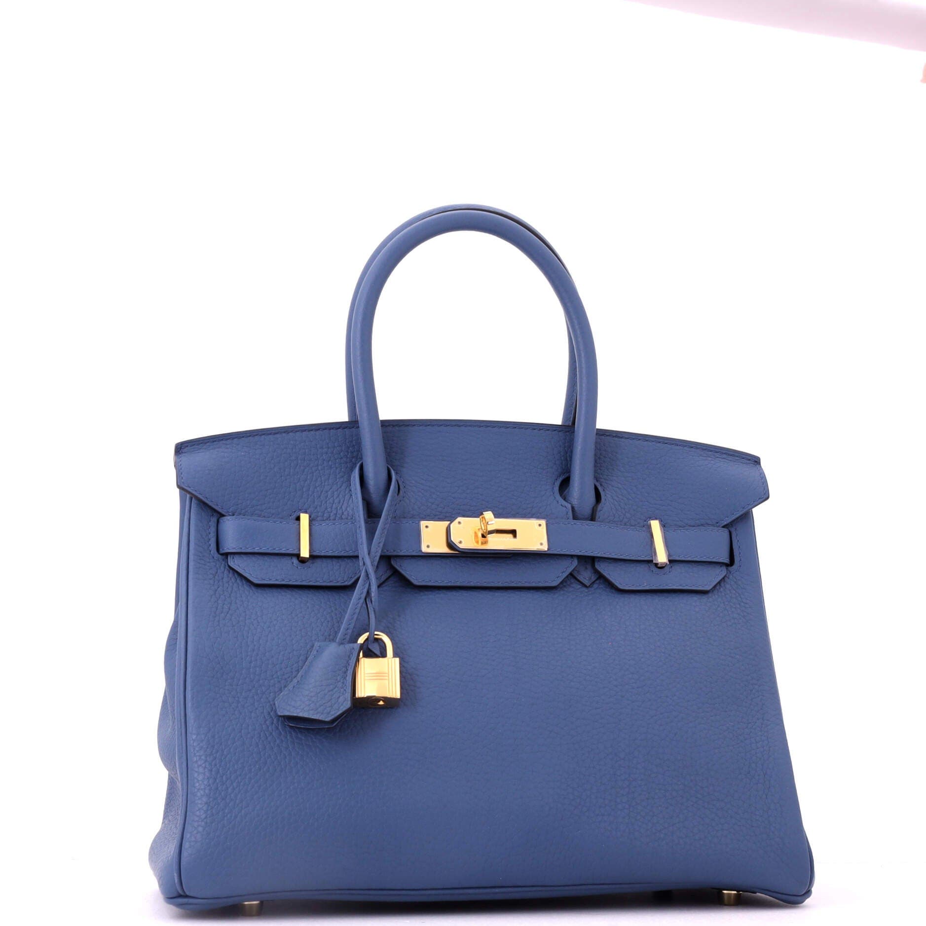 Pre-Owned Hermes Birkin Handbag Blue Clemence with Gold Hardware 30, Alternate, color, 