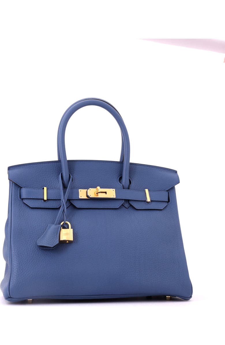 Pre-Owned Hermes Birkin Handbag Blue Clemence with Gold Hardware 30, Alternate, color,