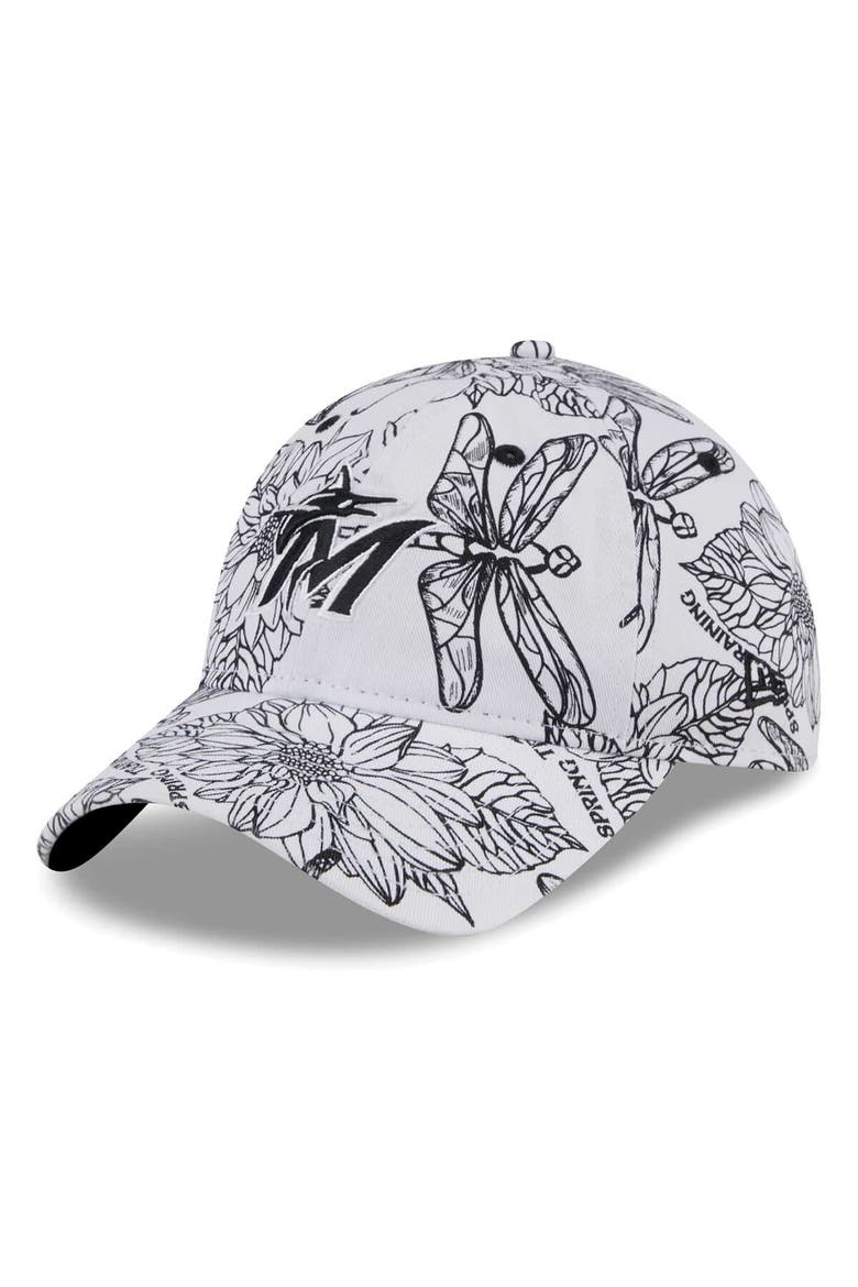 Men's New Era White Miami Marlins Spring Training 9TWENTY Adjustable Hat, Main, color, White