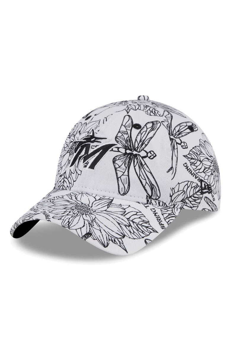 New Era Men's New Era White Miami Marlins Spring Training 9TWENTY Adjustable Hat, Main, color, 