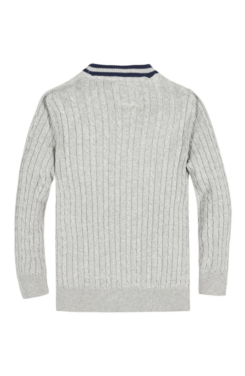 Hope & Henry Boys' Organic Cable Cardigan, Kids, Alternate, color, Gray Heather Cable With Navy