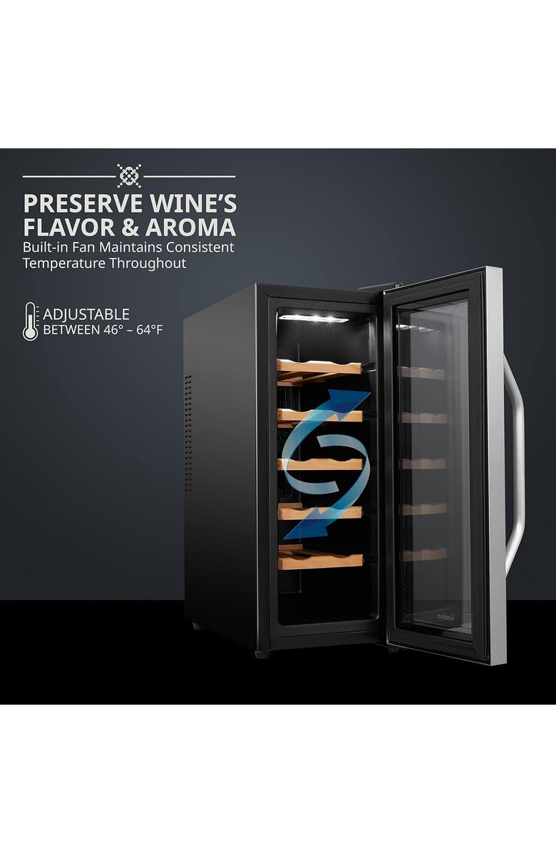 Ivation 12 Bottle Wine Fridge Freestanding Wine Cooler Refrigerator with Glass Door, Alternate, color, Silver