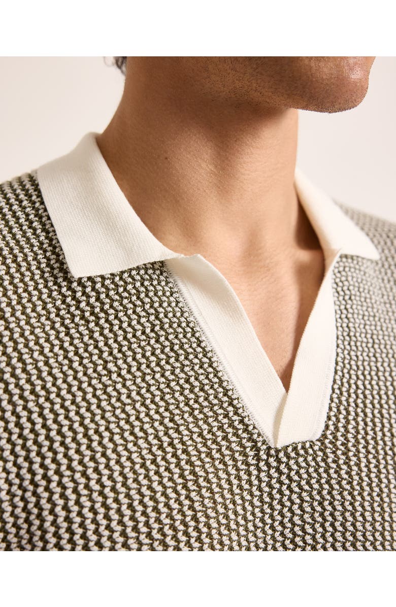 Orlebar Brown Horton Crochet Tailored Chevron Crochet Polo, Main, color, Bayleaf Green