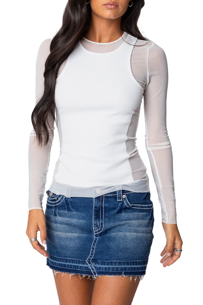 Layered Mesh Top, Main, color, WHITE