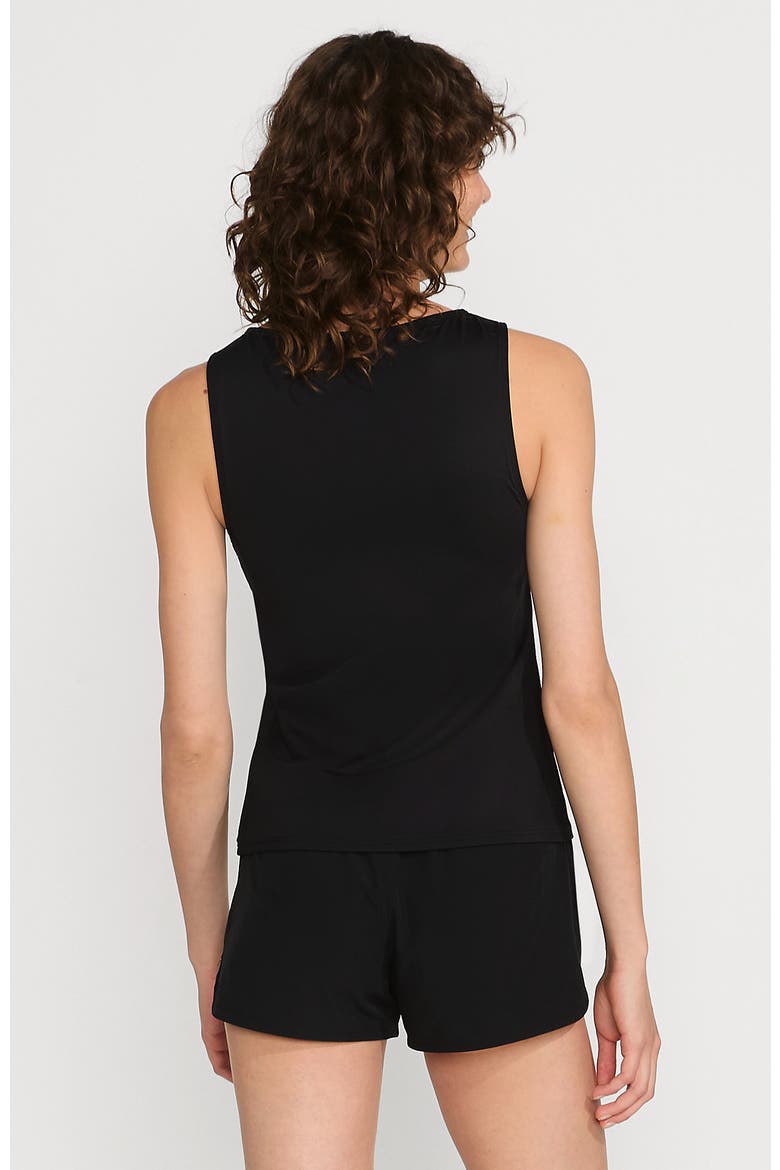 High Neck UPF 50 Modest Tankini Top Swimsuit, Alternate, color, Black