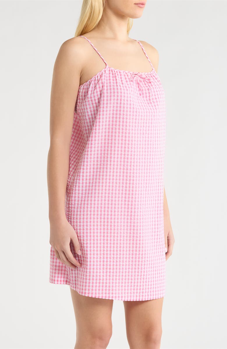 French Connection Gingham Seersucker Chemise, Alternate, color, Pink Combo