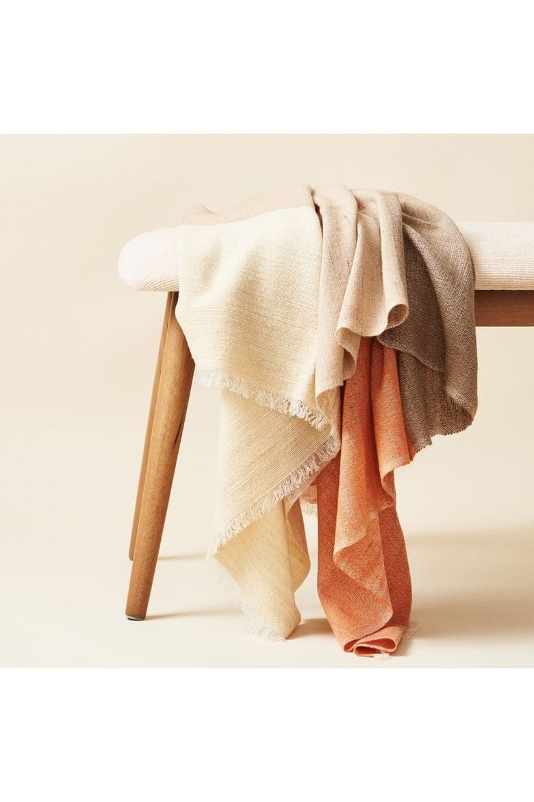 Chestnut Orange Cream Brown Color Block Handwoven Soft Merino Throw, Alternate, color, Brown/Orange