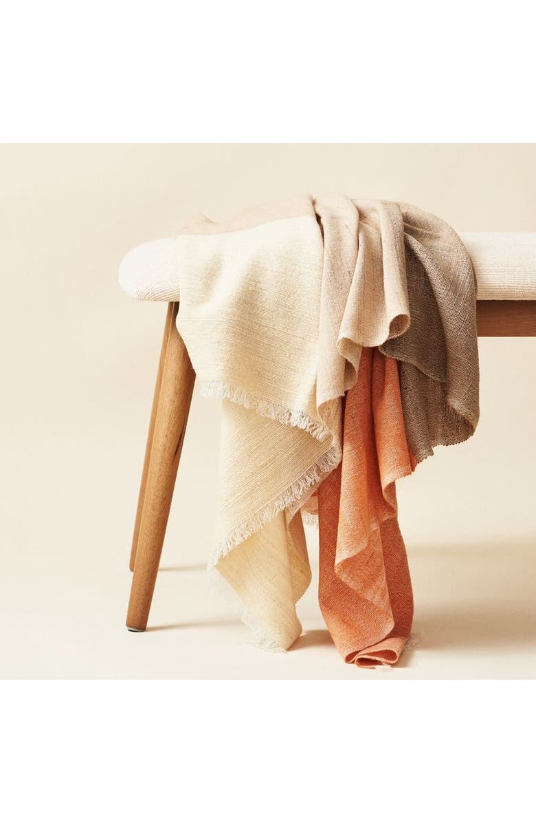 Studio Variously Chestnut Orange Cream Brown Color Block Handwoven Soft Merino Throw, Alternate, color, Brown/Orange