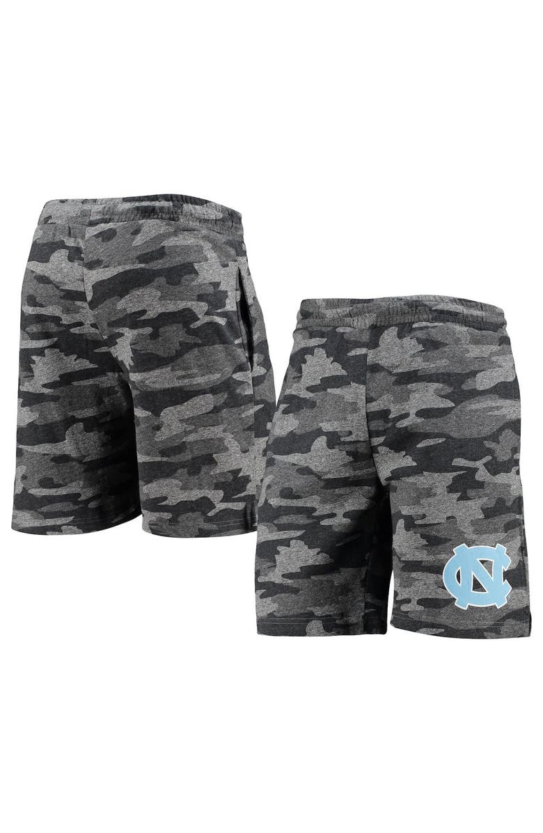 CONCEPTS SPORT Men's Concepts Sport Charcoal/Gray North Carolina Tar Heels Camo Backup Terry Jam Lounge Shorts, Main, color, 