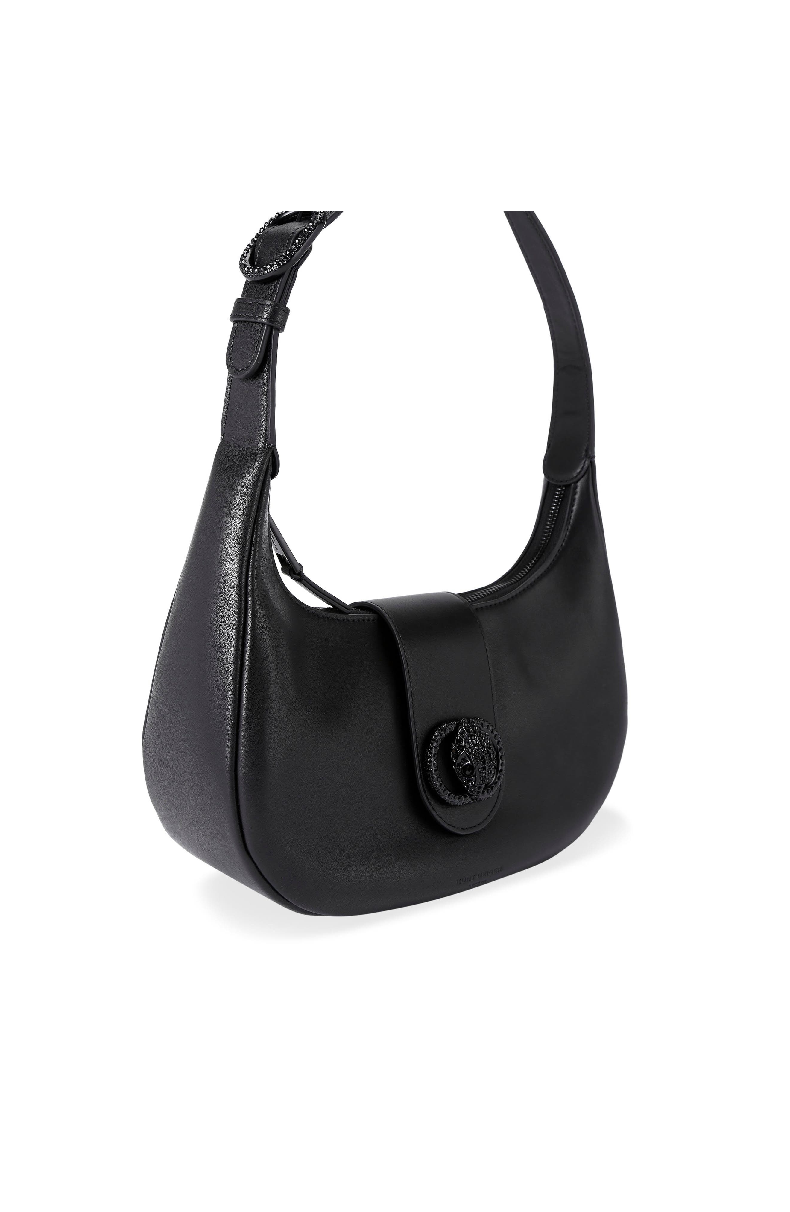 Kurt Geiger London Chelsea Drench Leather Hobo Bag, Alternate, color, Black