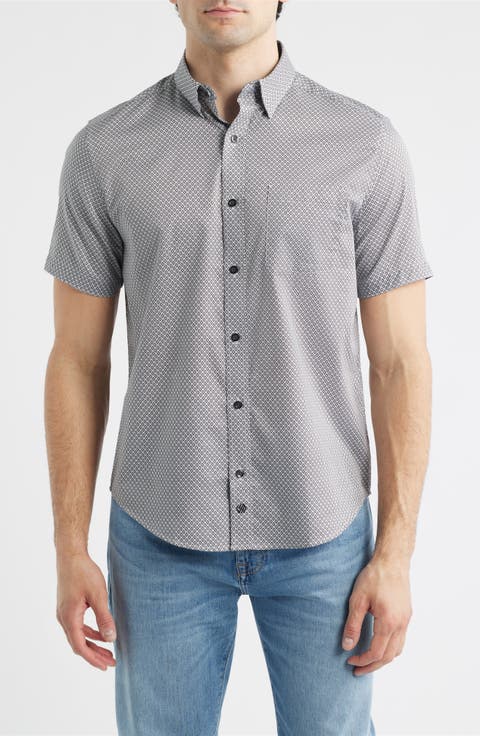 Logan Print Short Sleeve Button-Up Shirt