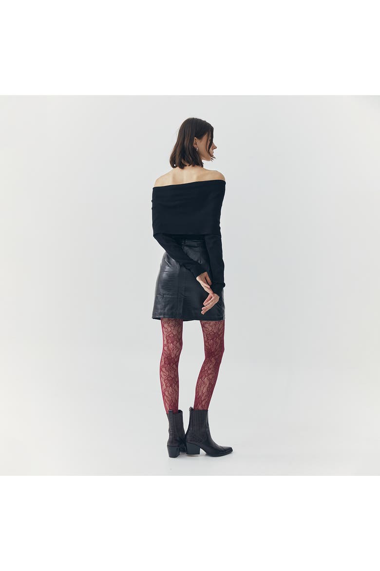 Sia Off Shoulder Knit Top, Alternate, color, Black