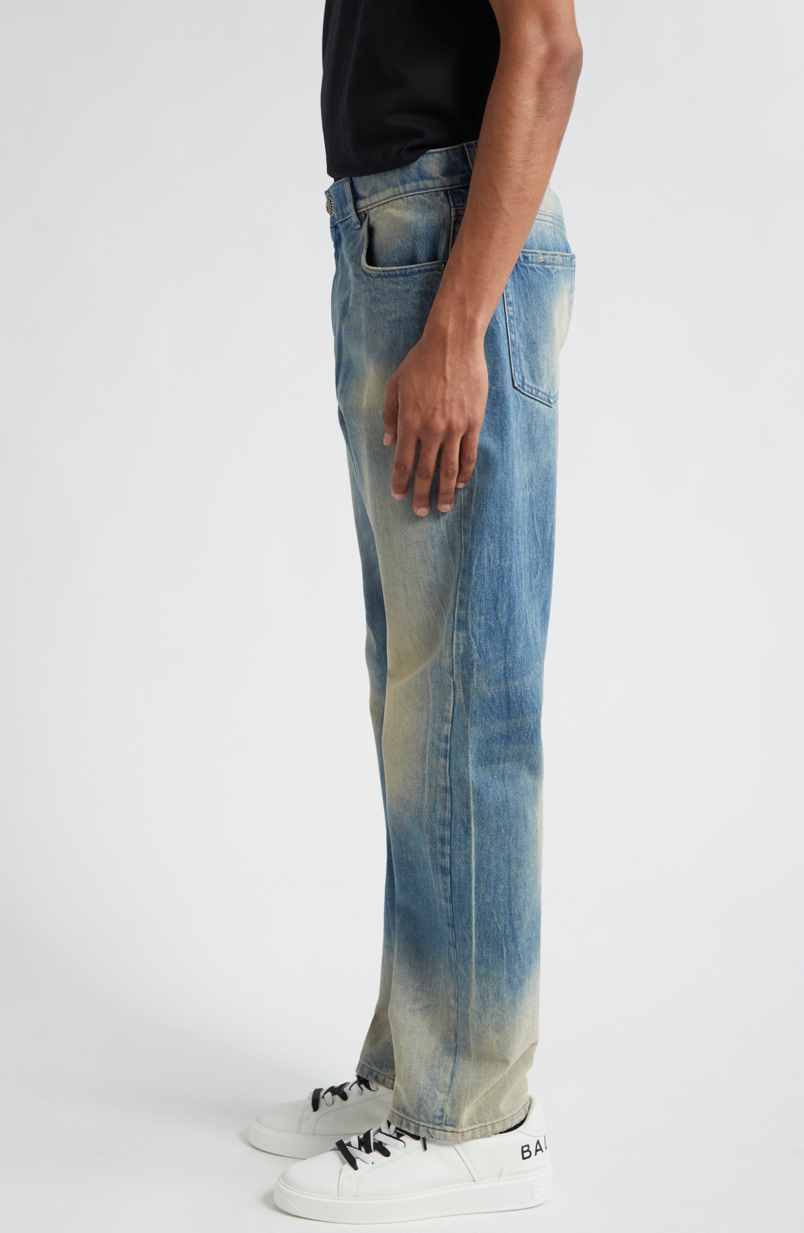 Balmain Regular Fit Sanded & Whiskered Jeans (Men) | Nordstromrack