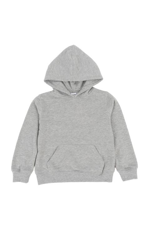 Kids Pullover Hoodie, Cotton Blend, Kangaroo Pocket, Solid Colors
