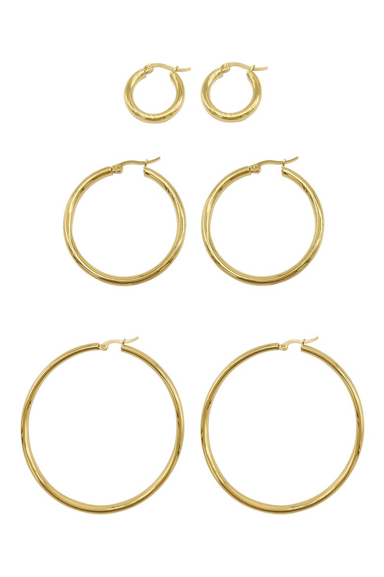 Water Resistant Hoop Earrings Set, Main, color, YELLOW