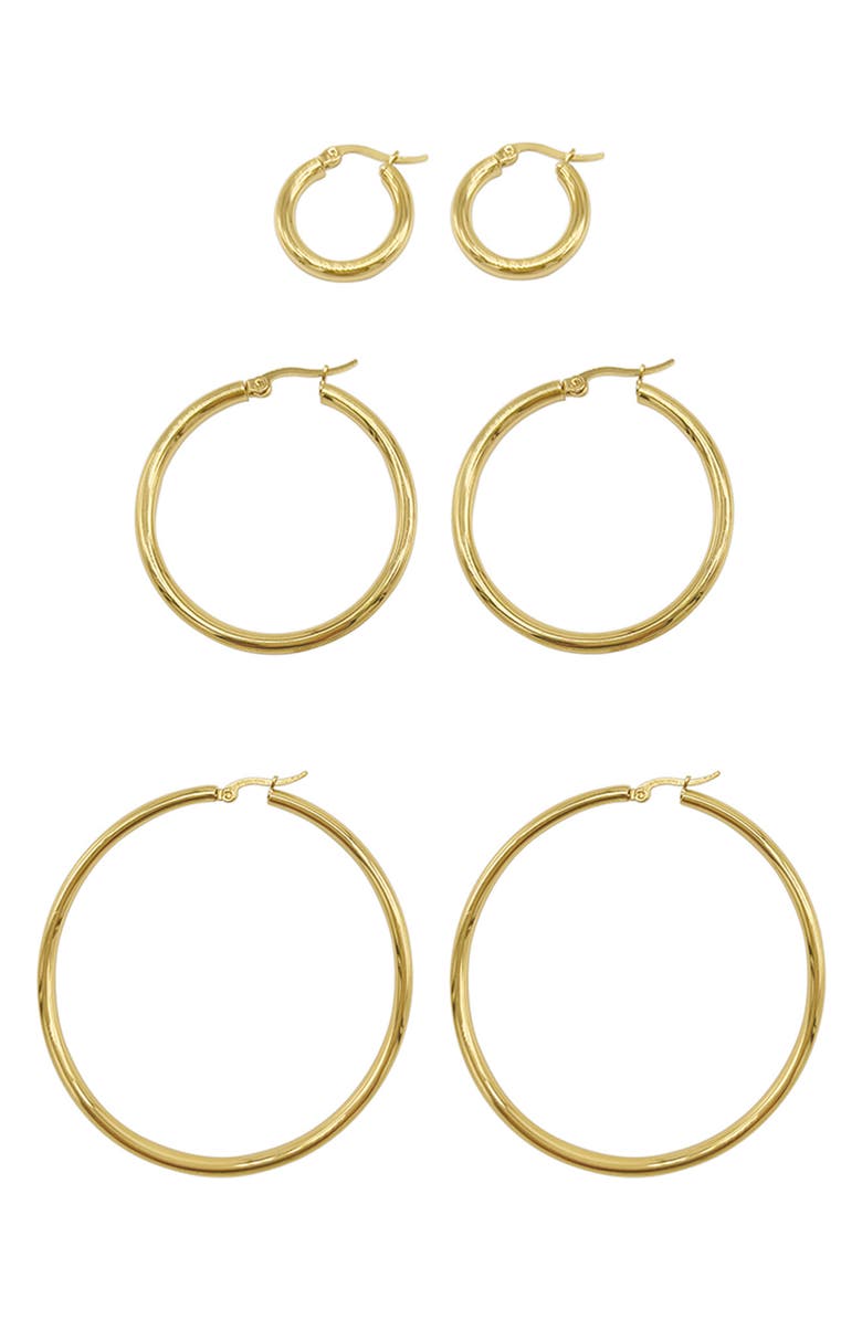 Adornia Water Resistant Hoop Earrings Set, Main, color, Yellow
