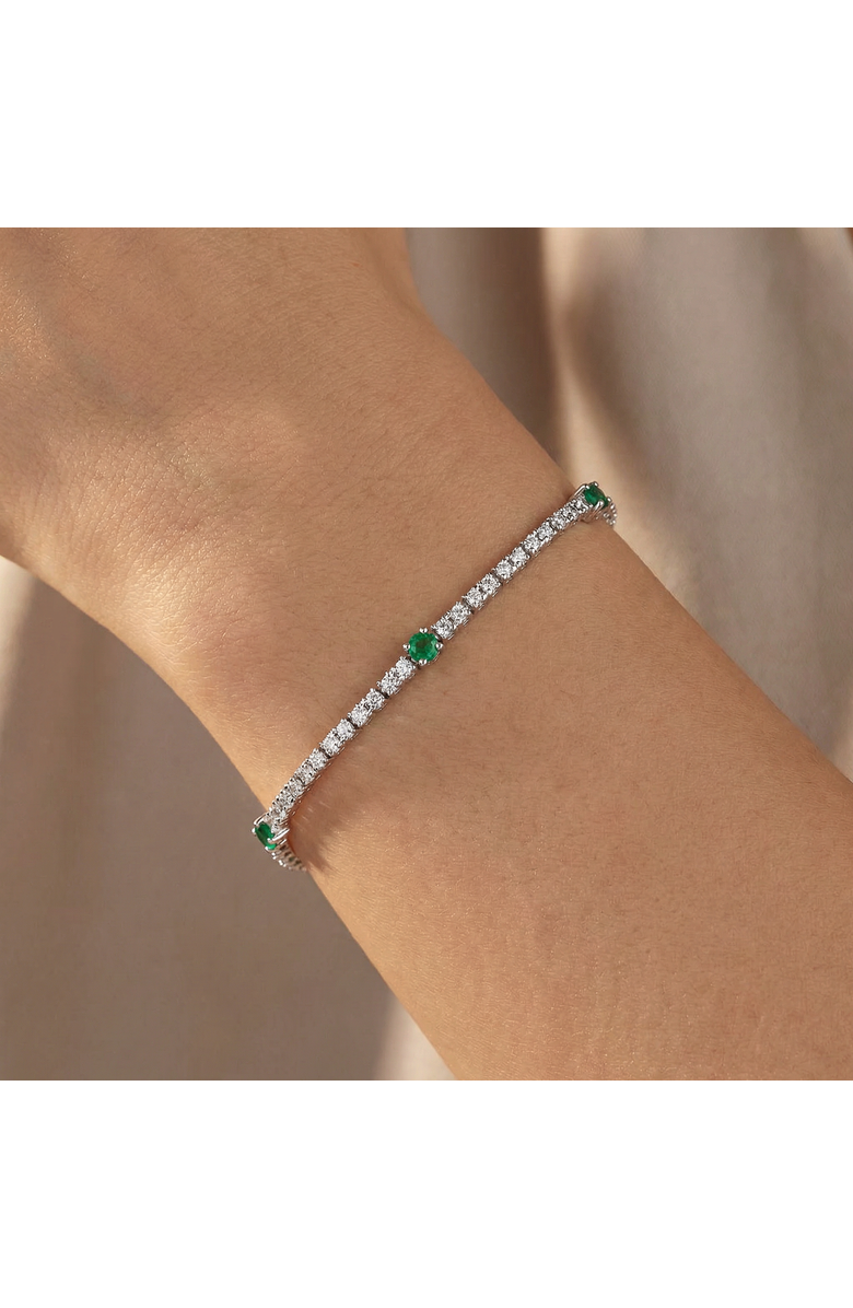Bliss Diamond 1 1/10 Ct Diamond & Green Emerald Tennis Bracelet 14k Gold 7" Lab Grown, Alternate, color, 14K White Gold