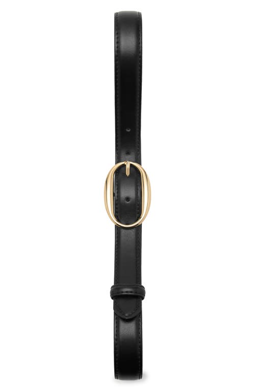 Mango Oval Bucket Faux Leather Belt In Black