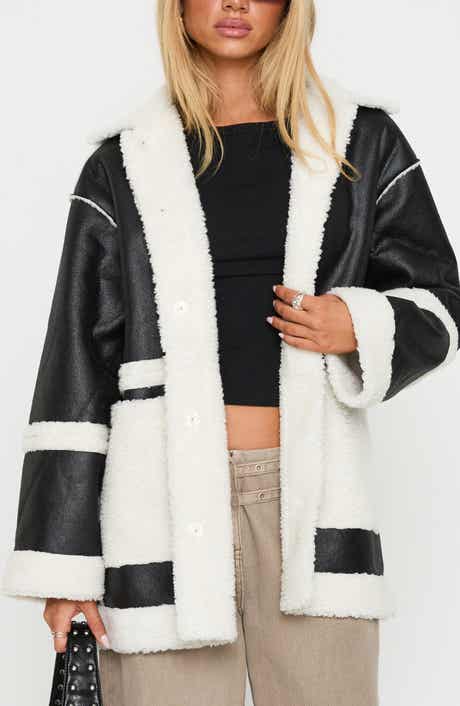 Princess Polly Lexie Faux Leather & Faux Fur Jacket