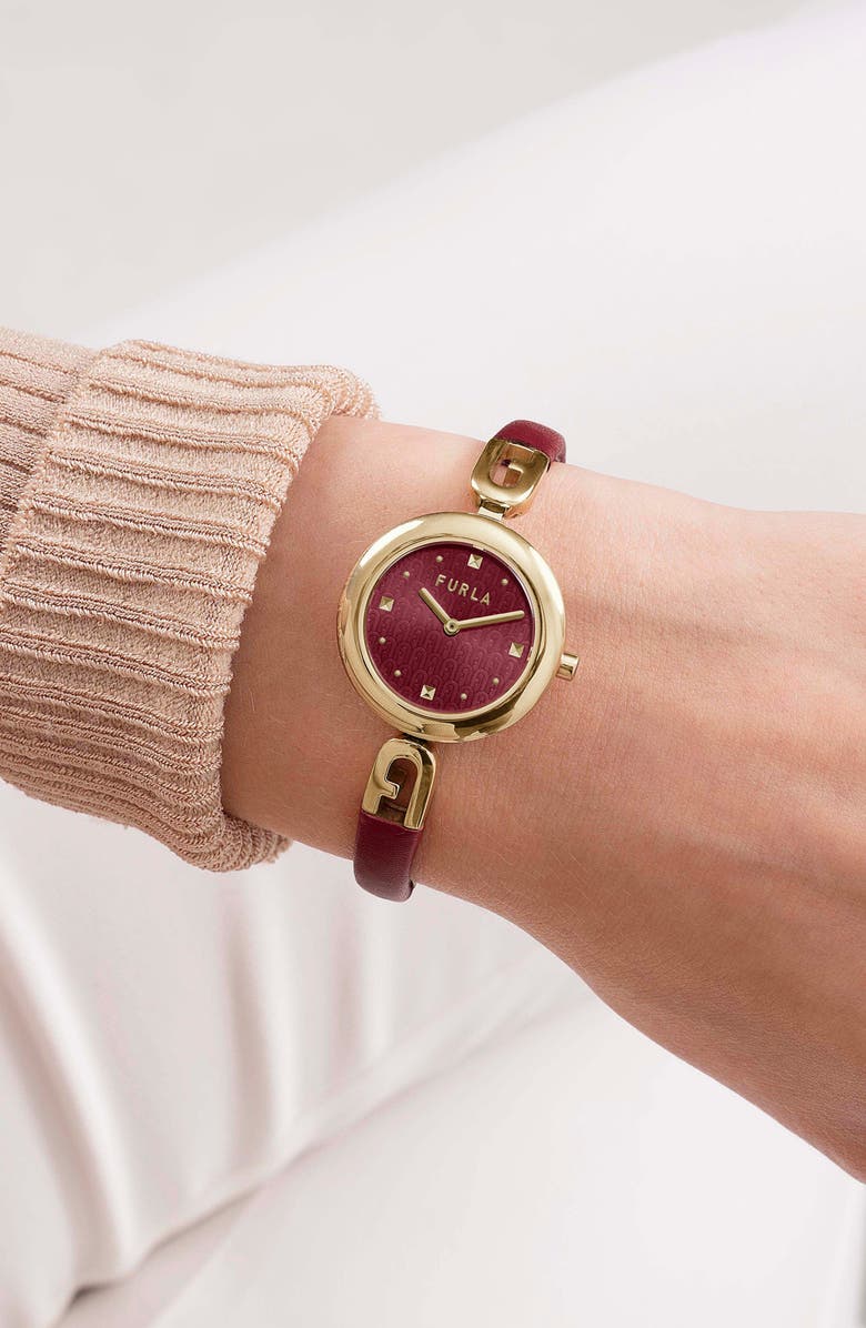 Furla Bangle Leather Strap Watch, 28mm, Alternate, color,