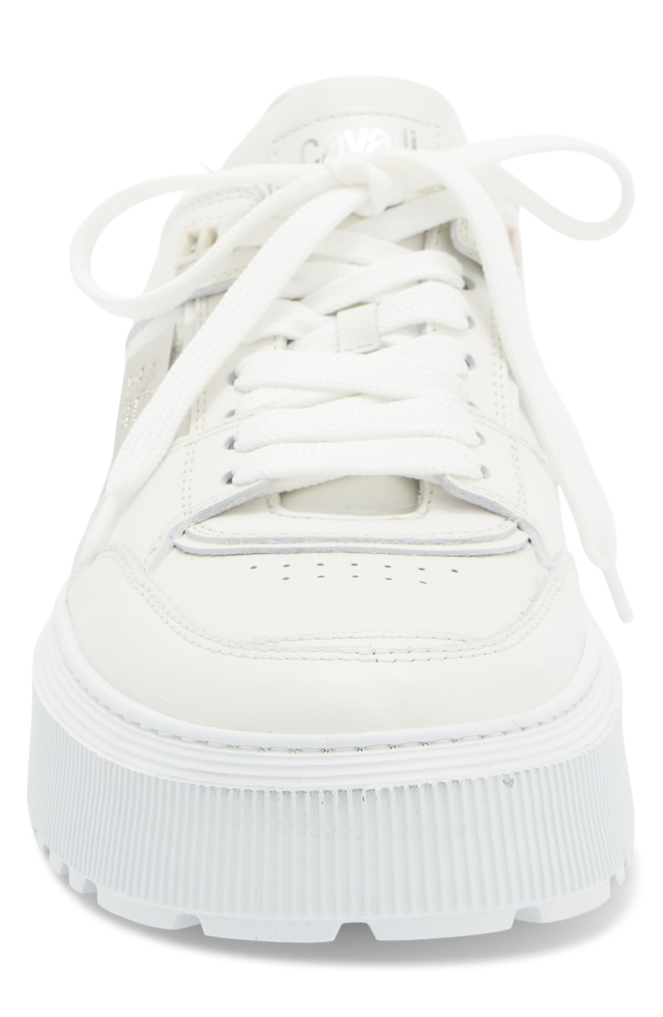 Roberto Cavalli Tonal Leather Sneaker, Alternate, color, White