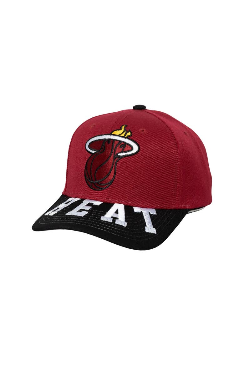 Men's Mitchell & Ness Red/Black Miami Heat Underarch Two-Tone Pro Crown Snapback Hat, Main, color, Red