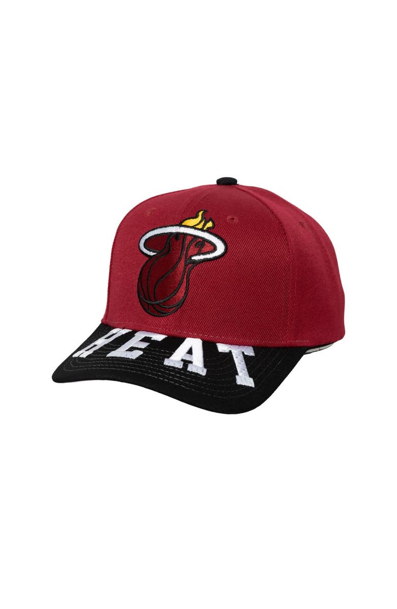 Mitchell & Ness Men's Mitchell & Ness Red/Black Miami Heat Underarch Two-Tone Pro Crown Snapback Hat, Main, color, Red