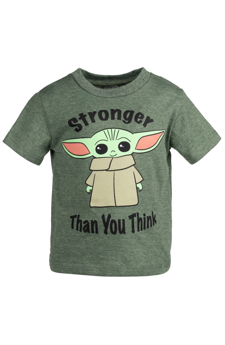 Star Wars Baby Yoda The Mandalorian T-Shirt & French Terry Shorts Set, Alternate, color, Green / Grey