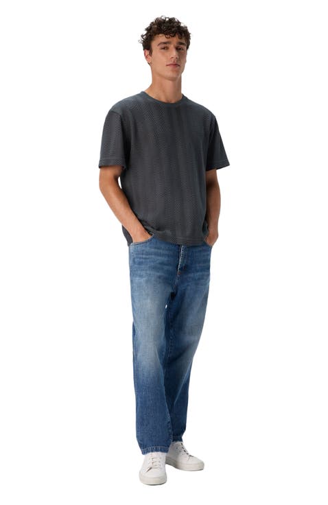 Crew Neck T-shirt In Cotton-viscose Raschel