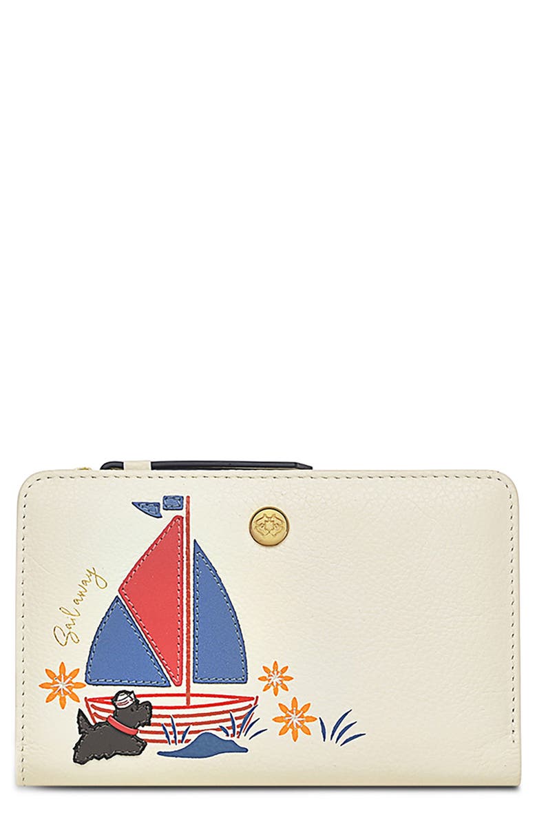 Radley Sail Away Medium Bifold Leather Wallet, Main, color, Chalk