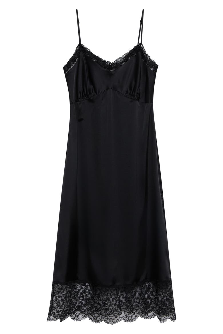 Lace Trim Slipdress, Alternate, color, BLACK
