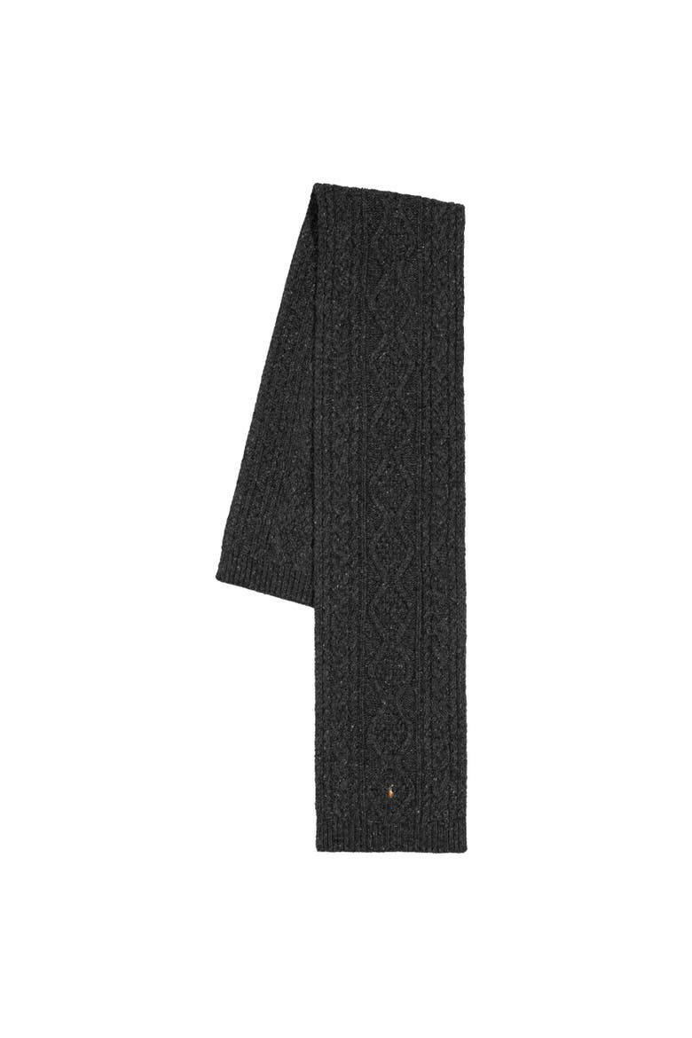 Aran Tweed Scarf, Alternate, color, Charcoal