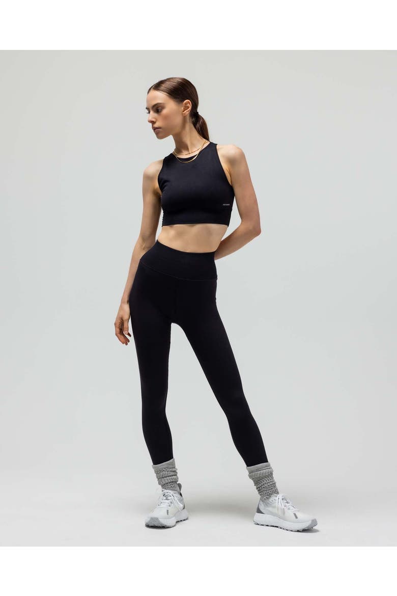 The Jersey Keyhole Sports Bra W/Fused Waist Band, Alternate, color, BLACK