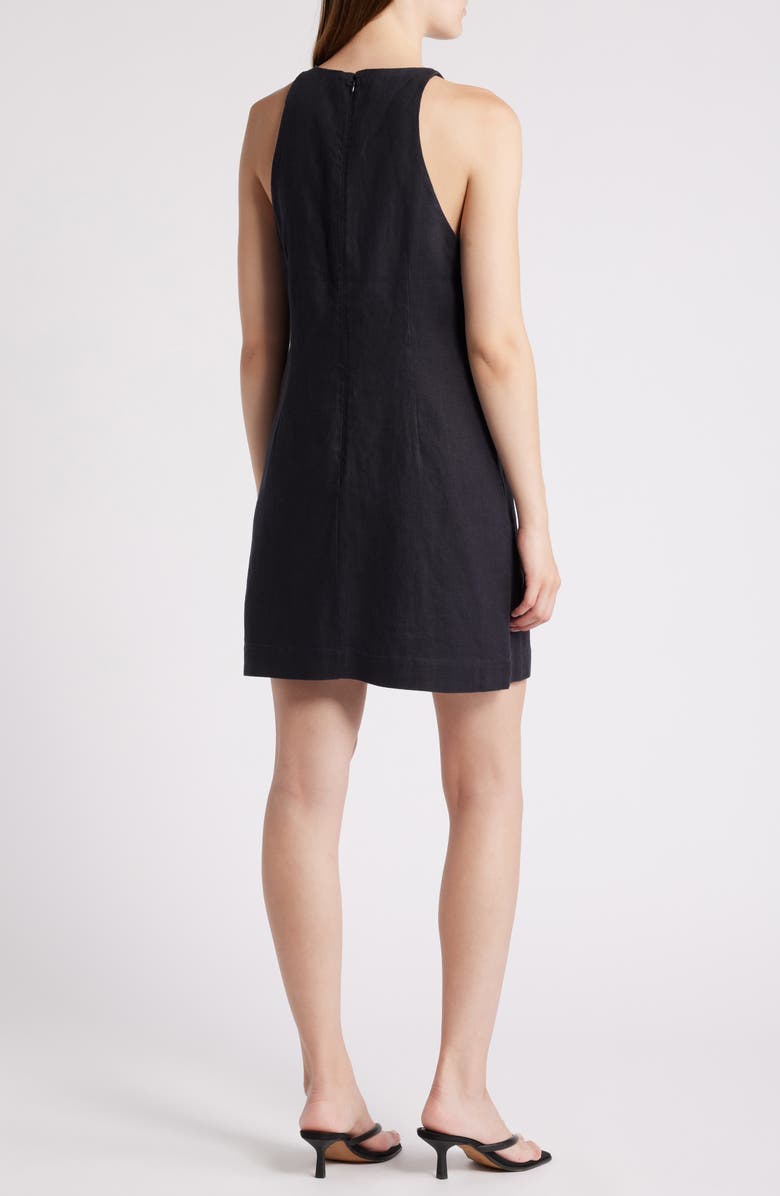 & Other Stories Cutaway Linen Minidress, Alternate, color, Black