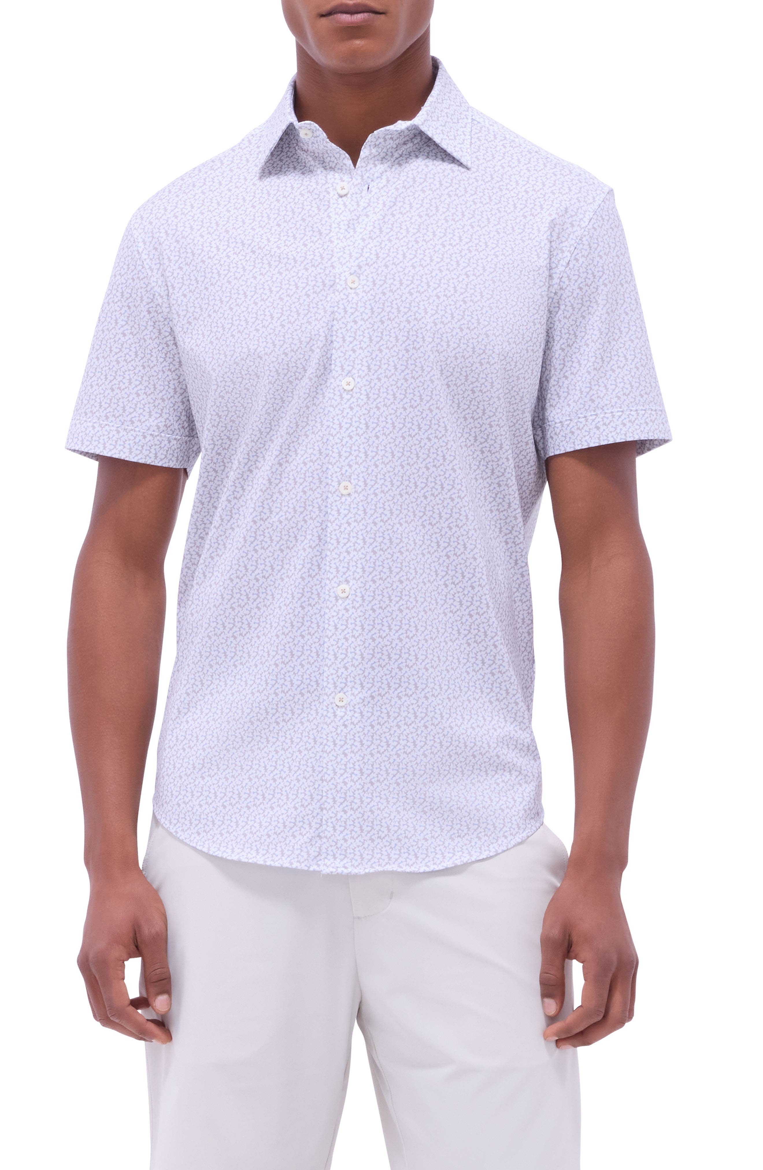 Bugatchi Miles OoohCotton® Floral Short Sleeve Button-Up Shirt