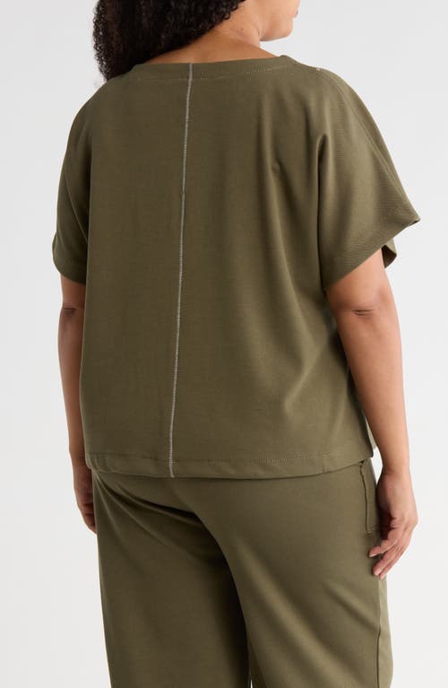 Max Studio Stitch Knit Top In Green