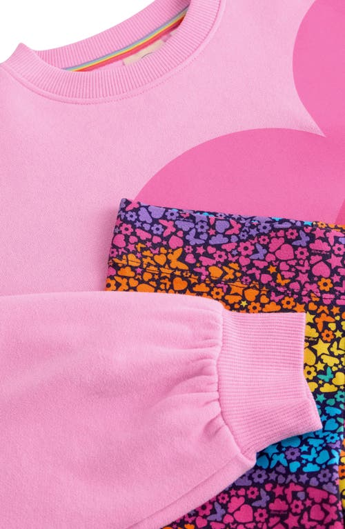 Little Bird Kids' Rainbow Heart Cotton Graphic Sweatshirt & Leggings Set In Pink