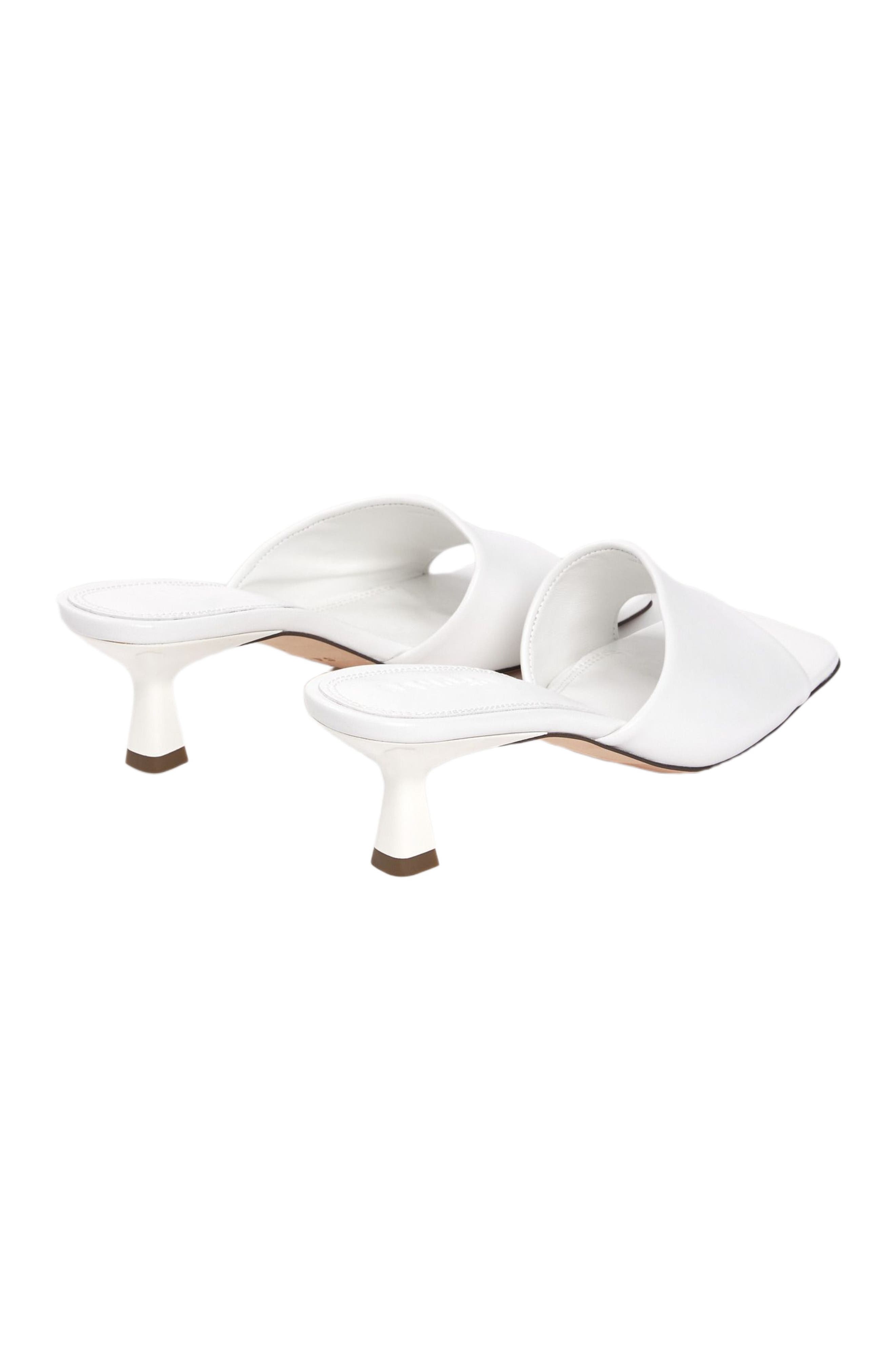 SANDRO Smooth leather heeled mules, Alternate, color, White