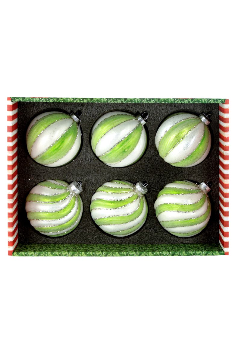 Spiraled Glitter Ornament, Box of 6, Alternate, color, Lime Green