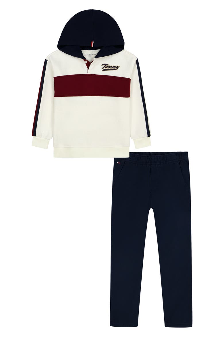 Kids' Henley Hoodie & Pants Set, Main, color, BLACK MULTI