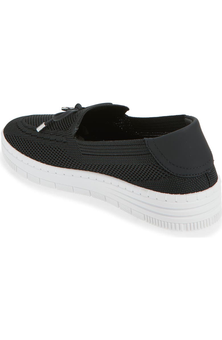 GLORIA VANDERBILT Annette Bow Charm Knit Slip-On Sneaker, Alternate, color, Black/ White