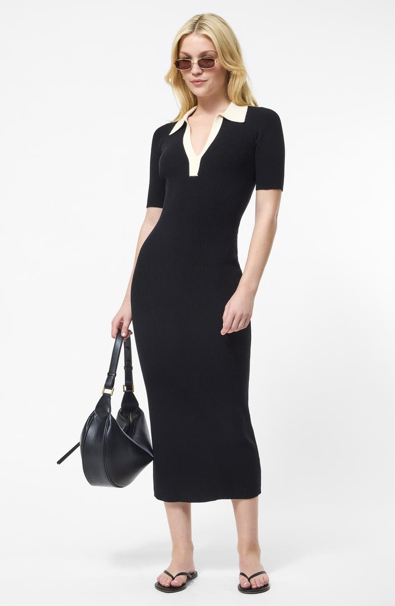 French Connection Collar Rib Midi Dress, Alternate, color,