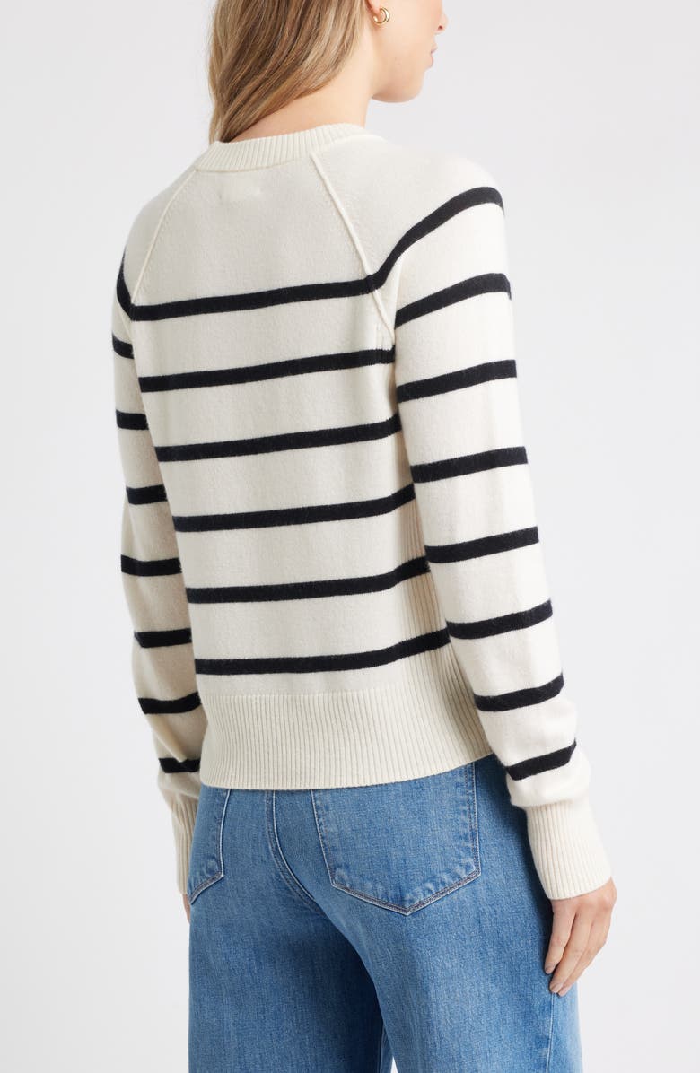 Caslon<sup>®</sup> Raglan Sleeve Wool & Cashmere Sweater, Alternate, color, Ivory- Black Cammie Stripe