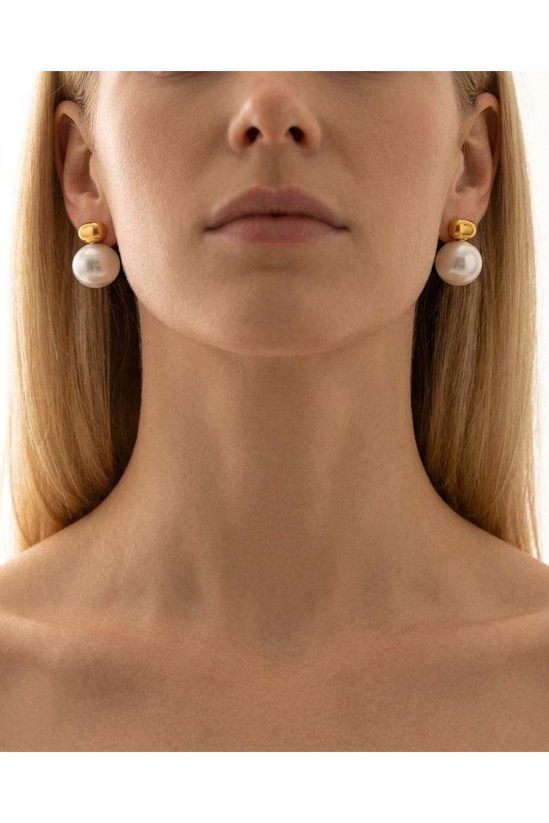 Big Freshwater Pearl Earrings, Alternate, color, Gold