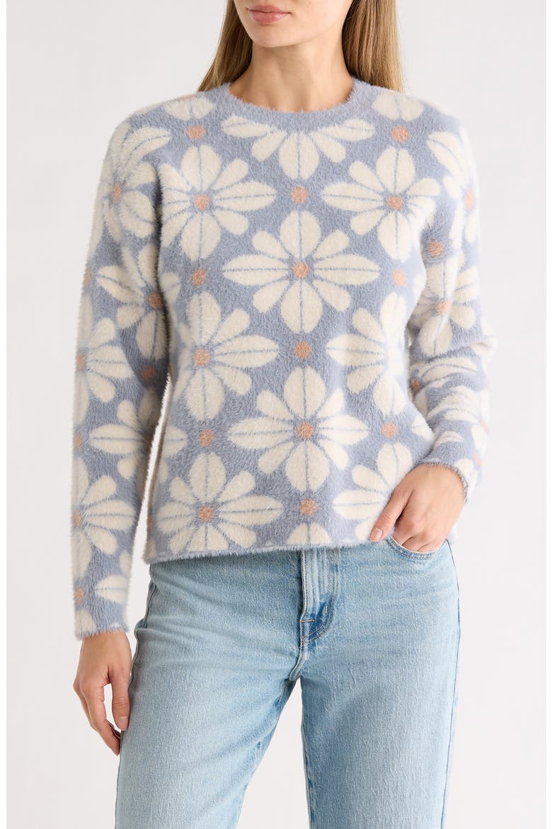Textured Crewneck Sweater, Main, color, LILY BLUE