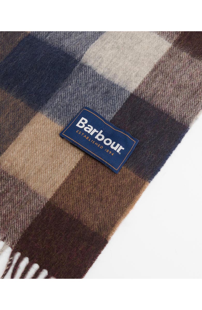 Barbour Tattersall Check Lambswool Fringe Scarf, Alternate, color, Midnight Oak