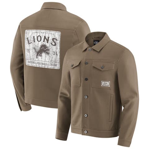 Men's NFL x Darius Rucker Collection by Fanatics Tan Detroit Lions Trucker Full-Button Jacket