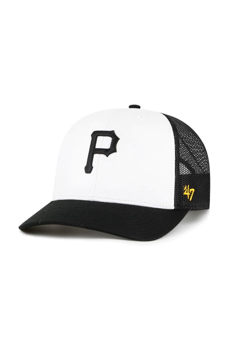 '47 Men's '47 White/Black Pittsburgh Pirates Freshman Trucker Adjustable Hat, Main, color, 